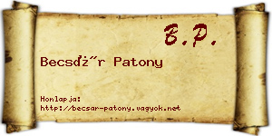Becsár Patony névjegykártya