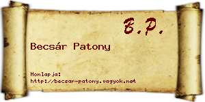 Becsár Patony névjegykártya